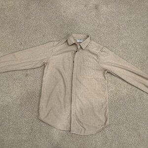 Old Navy Tan Double-brushed Flannel Shirt Medium Tall MT